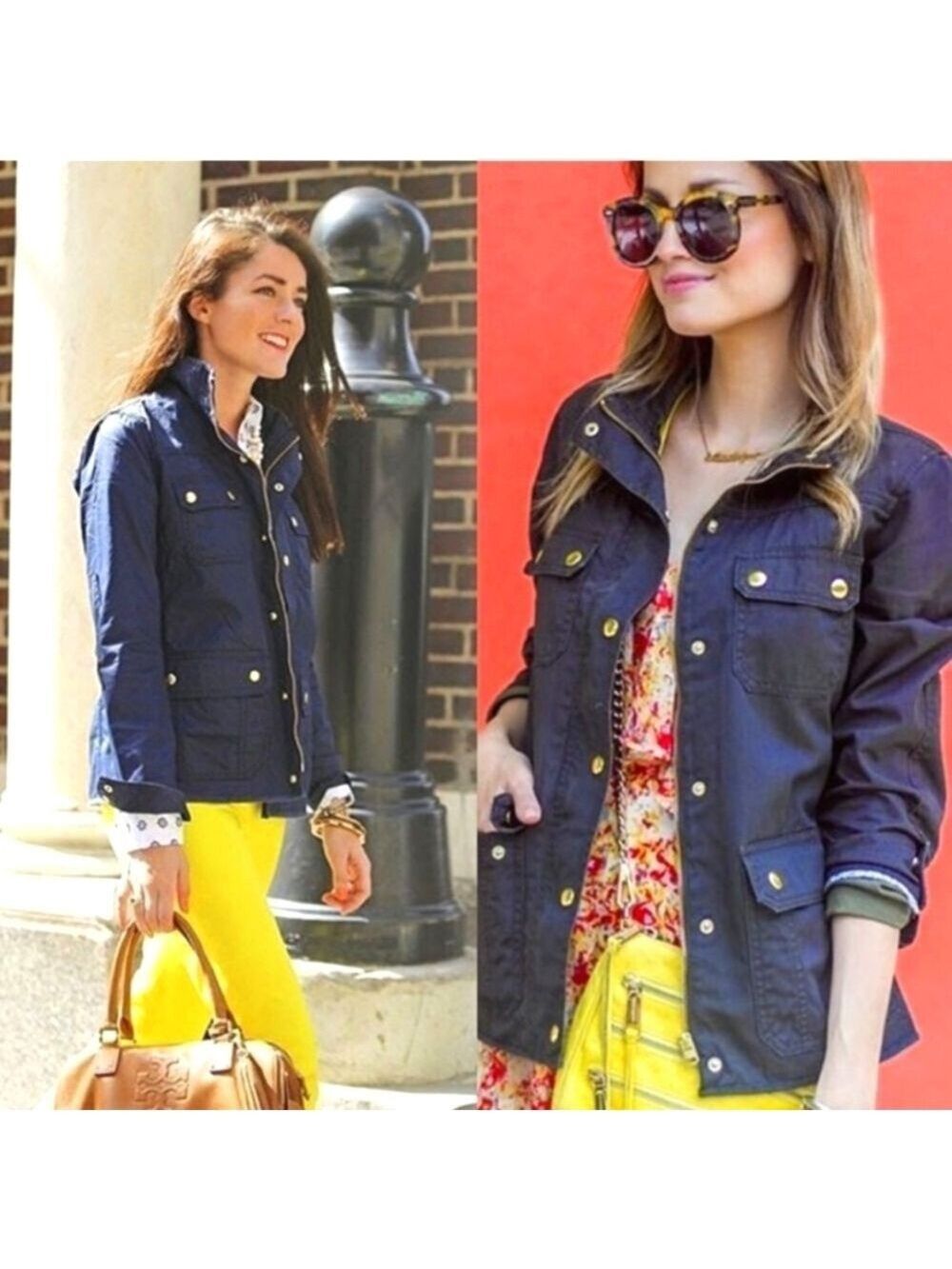 J. Crew Relaxed Boyfriend Field Navy Cotton Zip Jacket Size XS Trendy